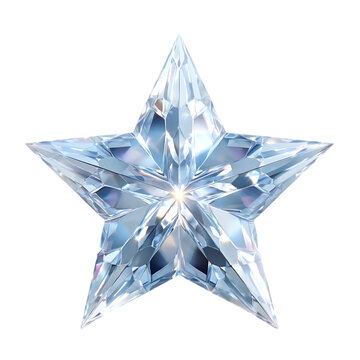 Sparkling five pointed star shaped gemstone bright light reflection