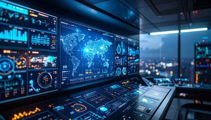 Holographic UI dashboard, Generated image