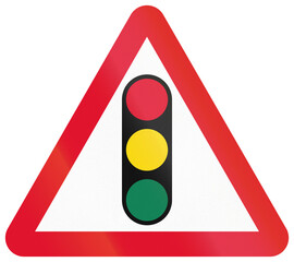 Chinese road warning sign used only in Hong Kong - Traffic signals ahead