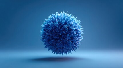 Abstract Spiky Blue Sphere Virus Bacteria Biology Science Render