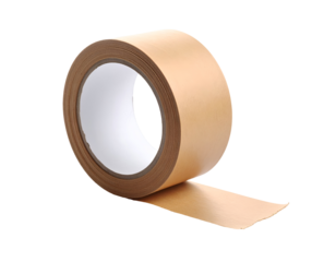 Roll of brown adhesive tape on a white background