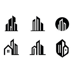 Elegant architecture logo designs for property, cityscape , and urban landscapes with geometric shape  [Vector Illustration]