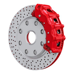 Isolated Transparent Car Brake Disc and Caliper Image
