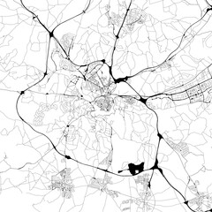 Monochrome city map with road and transport network of Toledo, Spain
