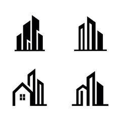 Fototapeta premium Sleek Minimalist Building Silhouettes A Modern Architectural Design Collection