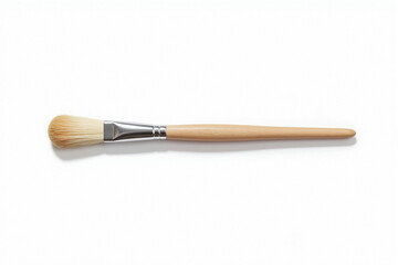 Fototapeta premium Flat Bristle Paintbrush with Wooden Handle on White Background