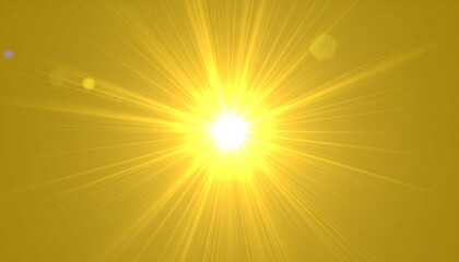 Fototapeta premium Dynamic golden sunflare explosion with 37 individual light rays of varying opacity