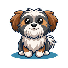 Adorable fluffy shih tzu dog with big eyes puppy cartoon
