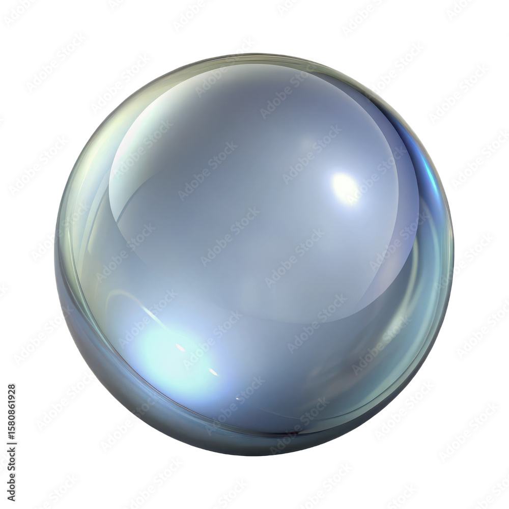 Fototapete isolated shiny crystal ball orb sphere glass bubble with reflection on a black background design ele