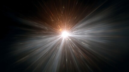 Bright Light Explosion with Rays in Dark Background