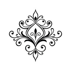 Black ornate vintage swirl flourish isolated on white vector