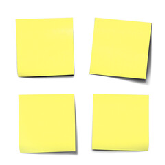 Four Yellow Sticky Notes Arranged in a Square Layout on a Transparent Background