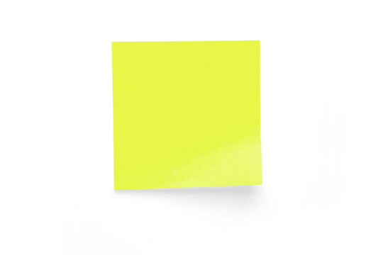 Bright Yellow Sticky Note on Transparent Background Ideal for Reminders and Notes