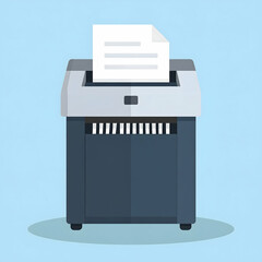 Modern paper shredder in action, neatly shredding a document. Clean flat illustration ideal for business, security, and data protection themes.