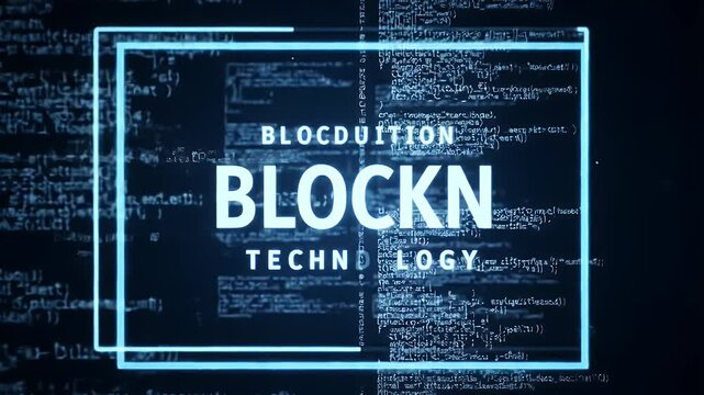 Futuristic Technology Background with Glowing Rectangles Digital Data Flow and Binary Code in Blue Tones