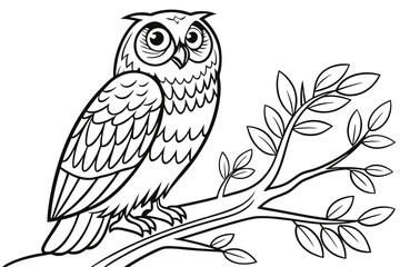 coloring page line art the owl black vector