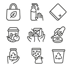 Items composting bringing waste choosing bag recycling zero icons icon using vector