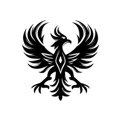 Obraz premium The silhouette of a phoenix with outstretched wings is shown here, symbolizing rebirth, resurrection, and immortality, in a contemporary illustration design