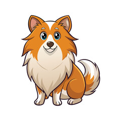 Obraz premium Fluffy orange and white dog with big blue eyes sheltie puppy