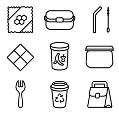 Straw cloth compost lunch vector spork metal icon friendly eco wrap beeswax