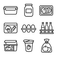 Produce vector cheese icon tray egg drawer refrigerator cut veggie storage labeled
