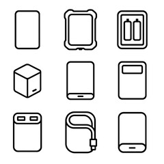 Bank metallic edge finish ports display icon rounded vector power usb dual