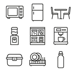 Dish dispenser icons vector office table machine lunch box icon water microwave