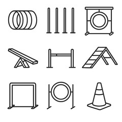 Hoop practice weave tire icons tunnel icon poles equipment box vector hurdle