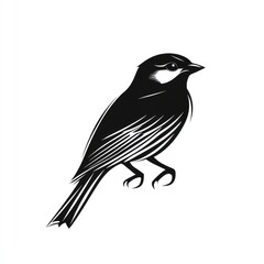 Fototapeta premium Black and white illustration of a small bird