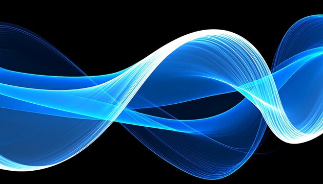 Abstract swirling blue lines on black background