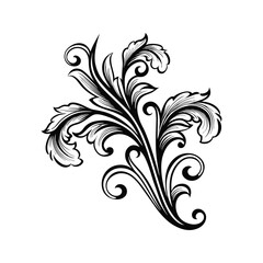 Fototapeta premium Ornate black floral scrollwork design on white background vector