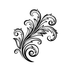 Fototapeta premium Ornate black vine and swirl decoration silhouette white