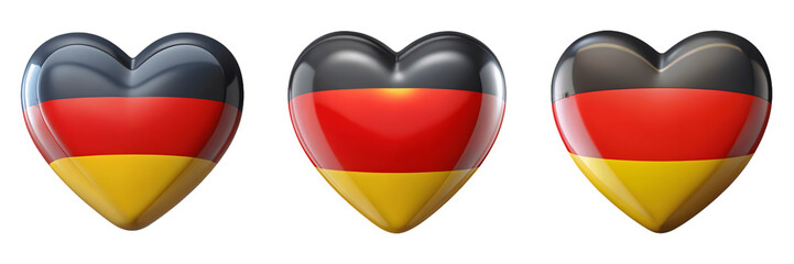 Set For hearts display the flag of germany isolated on transparent background