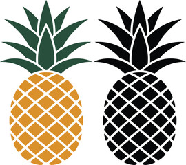 Obraz premium Pineapple icons in orange and black