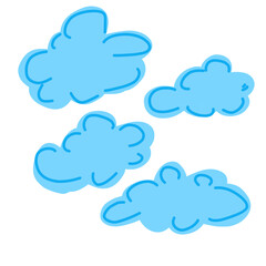 Collection of Cute Blue Cartoon Clouds