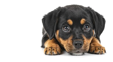 Fototapeta premium A rottweiler puppy on white