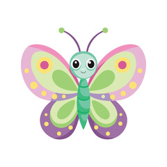 Playful butterfly with expressive wings and cheerful attitude vector illustration isolated on white background