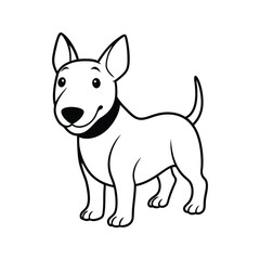 Playful bull terrier puppy standing with happy expression animal cartoon