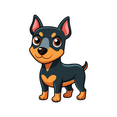Adorable black and tan doberman pinscher puppy with large brown eyes vector