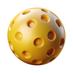 Yellow pickleball ball close up macro shot for sports equipment and recreation game play tournament pickle