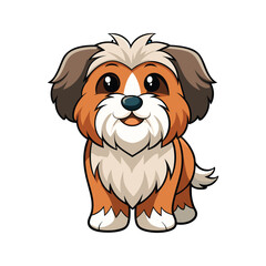 Adorable cartoon dog with big expressive eyes and fluffy fur puppy lhasa apso