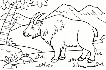coloring page line art the takin black vector