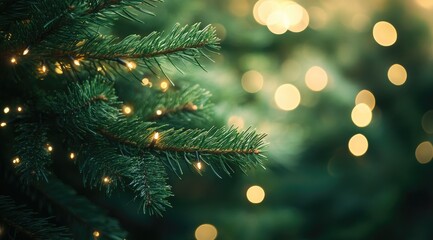 Christmas tree branches with warm lights (1)