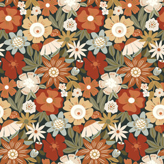 Vintage Blooms vector seamless floral pattern