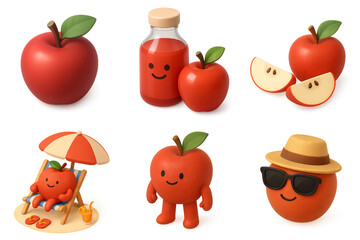Red apples in various shapes and styles