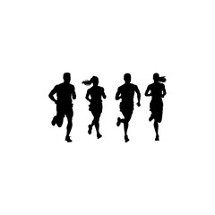 Running people silhouettes 
