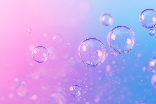 Floating Pink Bubbles on Purple-Blue Gradient