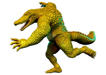 3D Rendering Fantasy Crocodile on White
