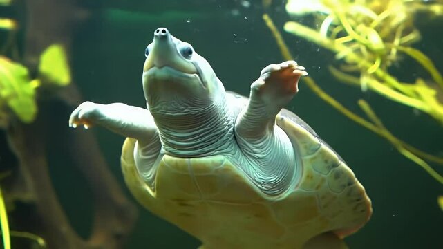 Softshell Turtle Ascending: Aquatic Grace
