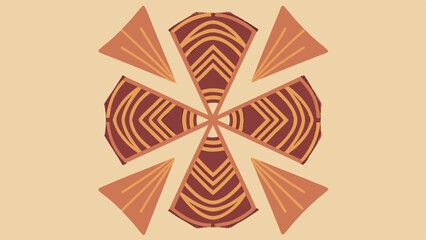 Geometric abstract pattern with symmetrical fan shapes and curved lines
